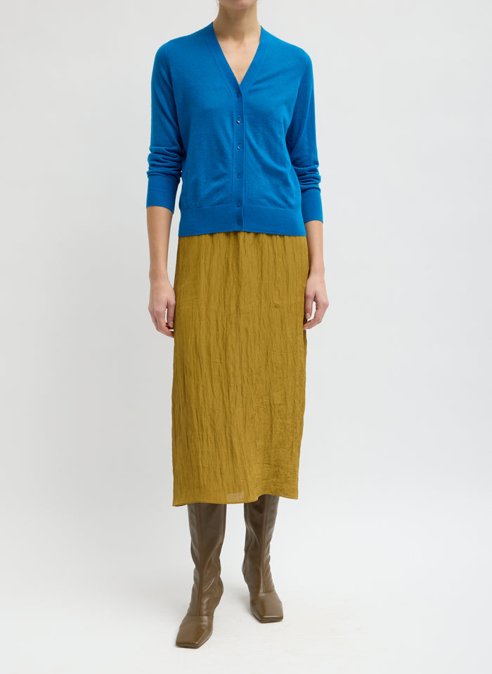SKINLIKE MERCERIZED WOOL VNECK SHRUNKEN CARDIGAN