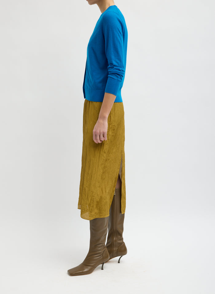 SKINLIKE MERCERIZED WOOL VNECK SHRUNKEN CARDIGAN