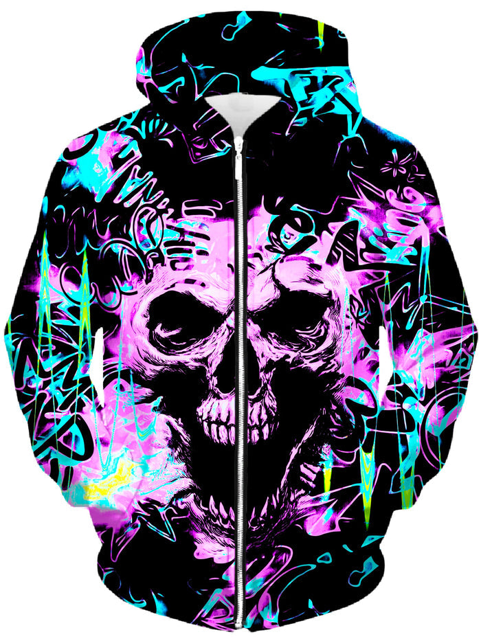 Skull Graffiti Unisex Zip-Up Hoodie Big Tex Funkadelic Epic Hoodie