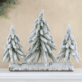 Snow Frosted Christmas Tree Trio Wooden Log Decoration 32cm