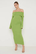 Soreya Bardot Knit Dress (Green)