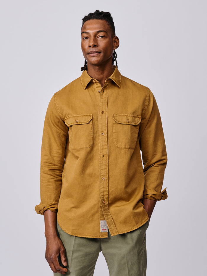 Aubin Mustard Sorrel Linen Blend Shirt | Linen Shirt