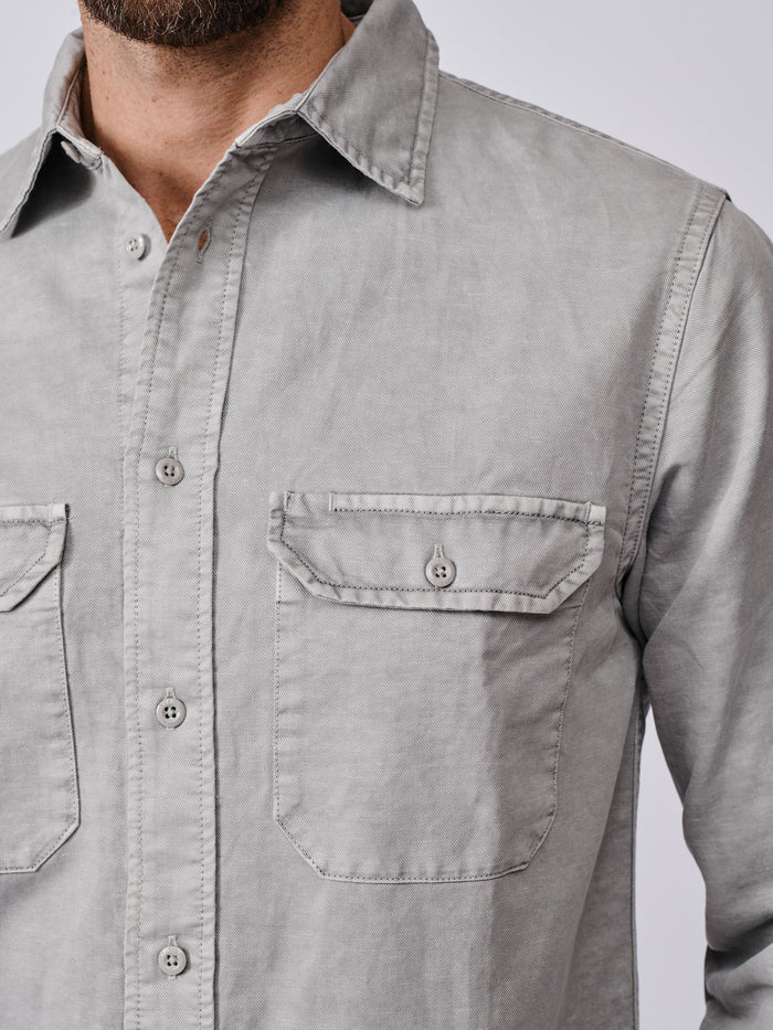 Aubin Pale Grey Sorrel Linen Blend Shirt | Linen Shirt