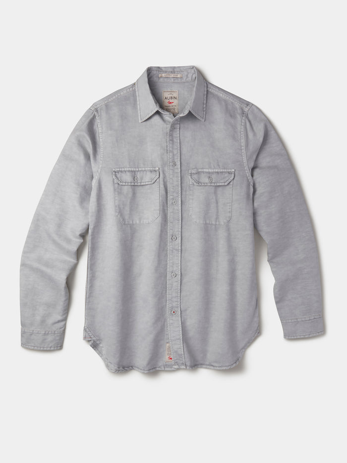 Aubin Pale Grey Sorrel Linen Blend Shirt | Linen Shirt