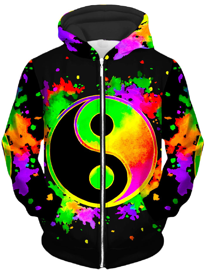 Splatter Yin Yang 2 Unisex Zip-Up Hoodie BrizBazaar Epic Hoodie