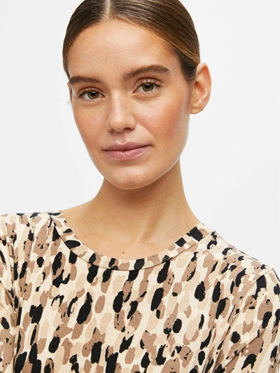 STEPHANIE SHORT SLEEVE DRESS (SANDSHELL ABSTRACT)