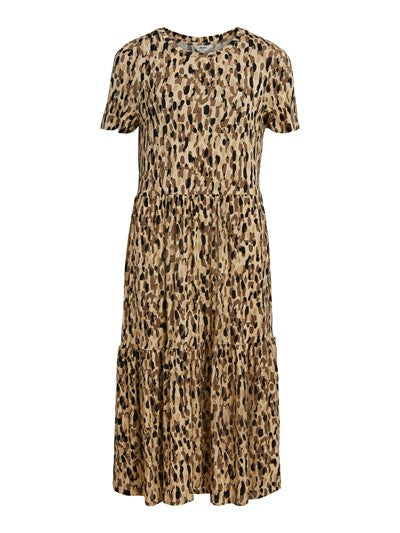 STEPHANIE SHORT SLEEVE DRESS (SANDSHELL ABSTRACT)