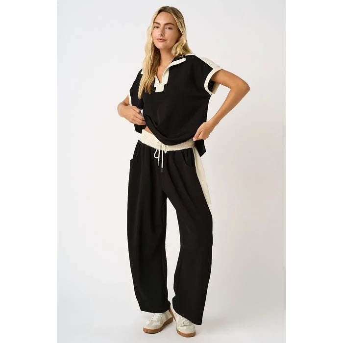 Striped Barrel Leg Lounge Pants