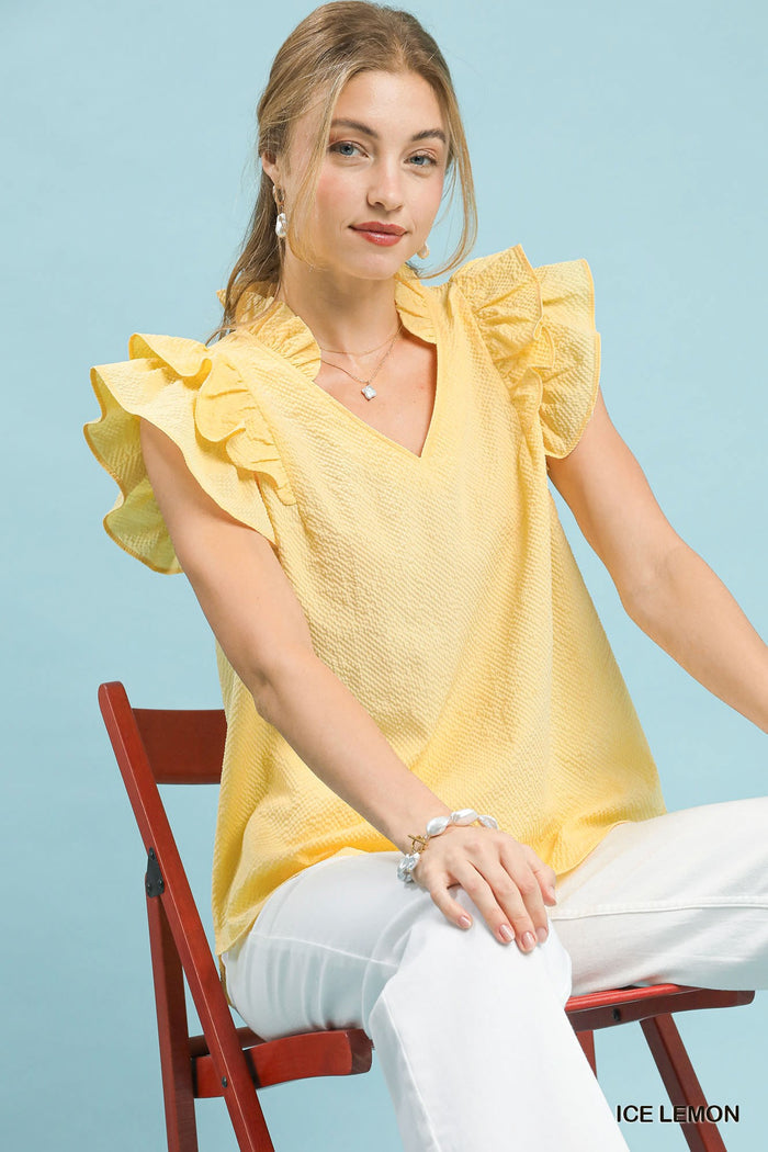 Sun-Kissed Textured Ruffle Blouse