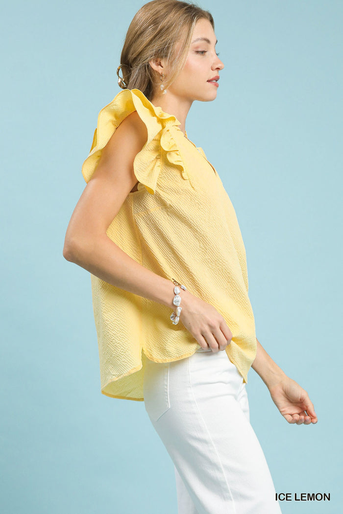 Sun-Kissed Textured Ruffle Blouse