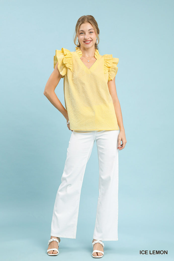 Sun-Kissed Textured Ruffle Blouse