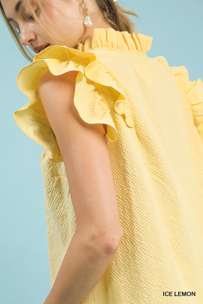 Sun-Kissed Textured Ruffle Blouse