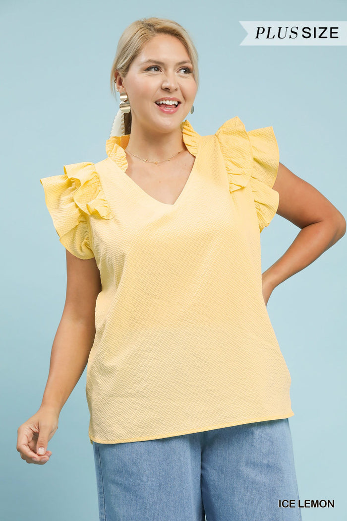 Sun-Kissed Textured Ruffle Blouse