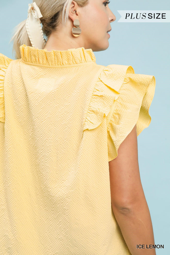 Sun-Kissed Textured Ruffle Blouse