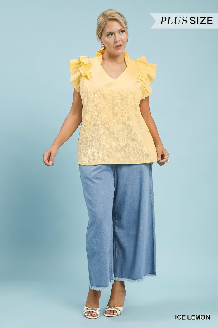 Sun-Kissed Textured Ruffle Blouse