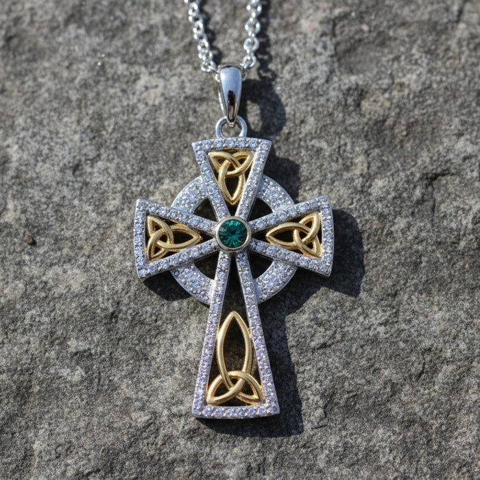 Trinity Gold Plated Cross Embellished With Swarovski Crystals