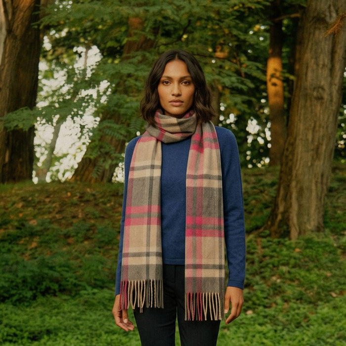 Tartan Weaving Mill 100% Pure Cashmere Scarf - Made in Scotland - Amplified Ruby - Heritage Of Scotland -