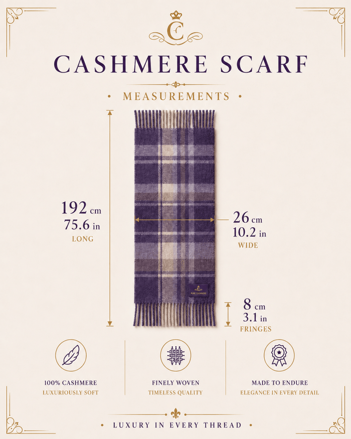 Tartan Weaving Mill 100% Pure Cashmere Scarf - Made in Scotland - Stewart Royal - Heritage Of Scotland -
