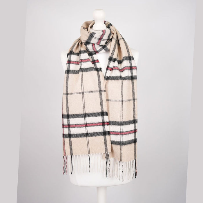 Tartan Weaving Mill 100% Pure Cashmere Scarf - Made in Scotland - Thomson Camel - Heritage Of Scotland -