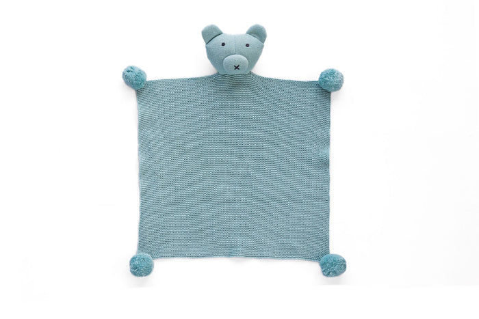 Teddy Bear with pompom  Hand Knitted Cuddle Cloth | 100% Premium Cotton