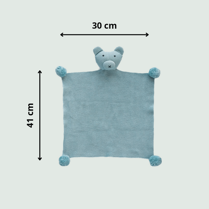 Teddy Bear with pompom  Hand Knitted Cuddle Cloth | 100% Premium Cotton