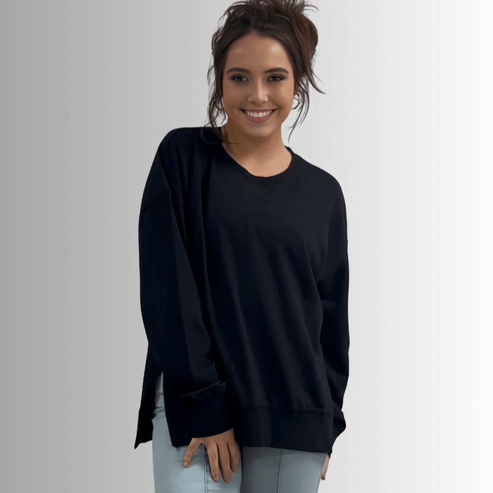 Tessa Lightweight French Terry Sweatshirt - Black, Made in USA - RFE Marketing Ventures
