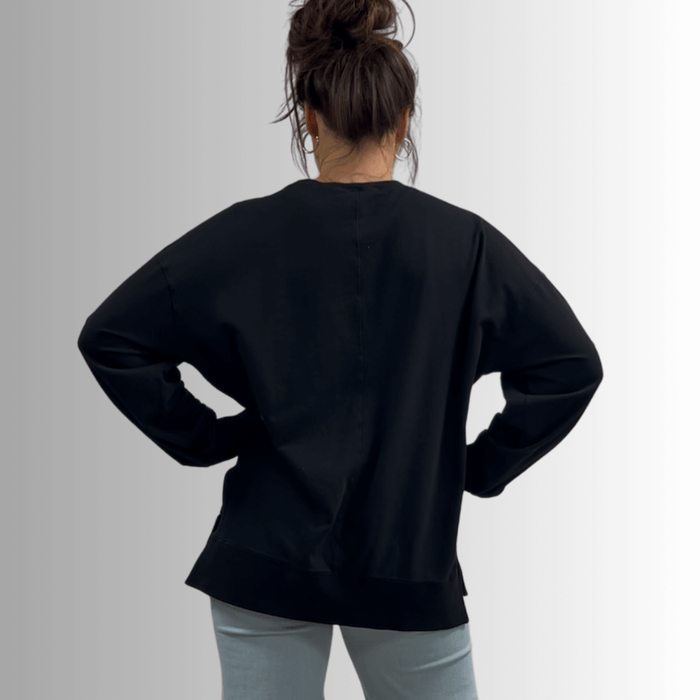Tessa Lightweight French Terry Sweatshirt - Black, Made in USA - RFE Marketing Ventures