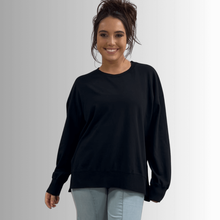 Tessa Lightweight French Terry Sweatshirt - Black, Made in USA - RFE Marketing Ventures