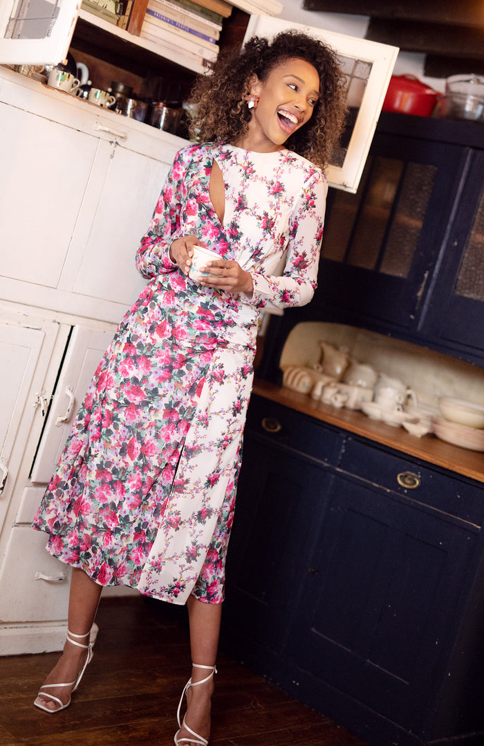 The Doroty Contrast Print Midi Dress