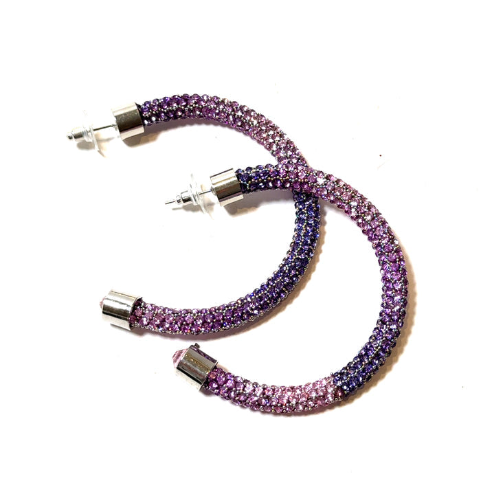 Style the Tie Dye Pave 2 Inch Hoop Earring exclusively at Born To Glam