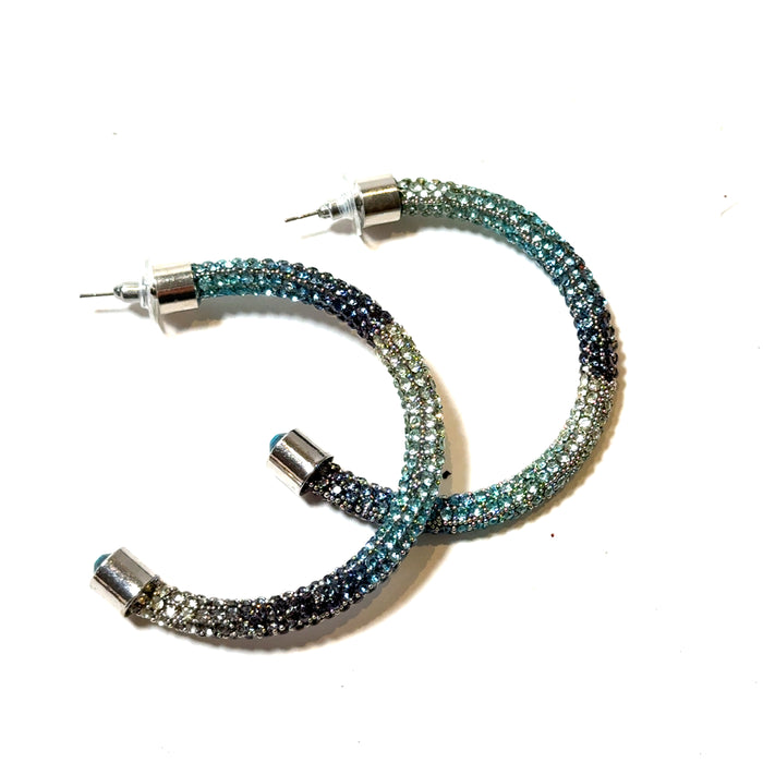 Style the Tie Dye Pave 2 Inch Hoop Earring exclusively at Born To Glam