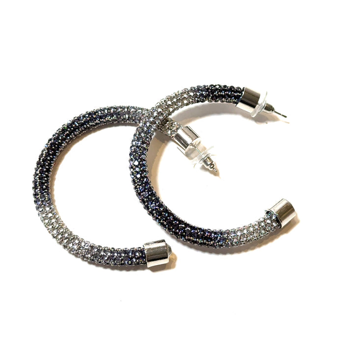 Style the Tie Dye Pave 2 Inch Hoop Earring exclusively at Born To Glam