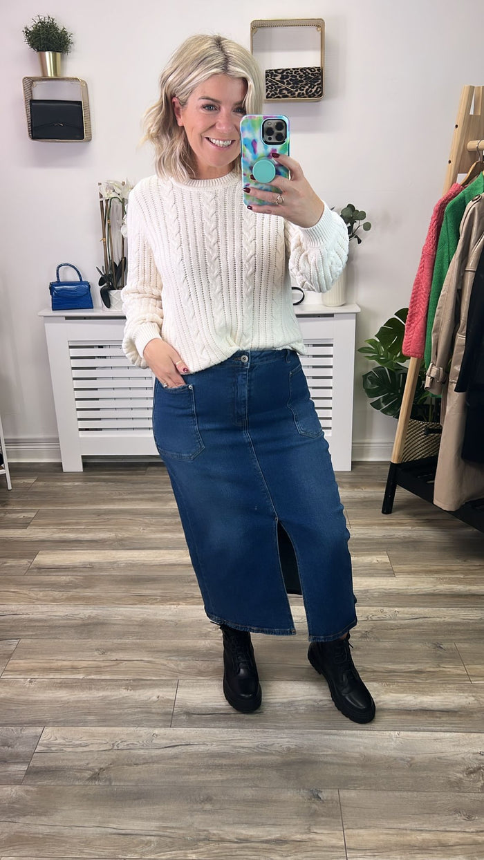 Tilla Cable Knit Top (Off White)