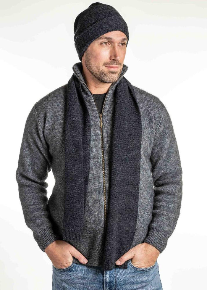 Possum and Merino  TR100 Moss Stitch Scarf - A plain scarf using moss stitch.  Makes a set with TR49 Plain Gloves and TR200 Moss Stitch Beanie.   One Size Only – Approx. 19cm wide x 157cm long   Made proudly in New Zealand from a luxurious blend of 25% possum fur, 65% merino & 10% silk.