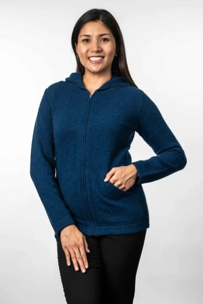Possum and Merino  TR1024 Hooded Zip Jacket - A warm and cosy hooded jacket with pockets.  Made proudly in New Zealand from a premium blend of 25% possum fur, 65% merino & 10% silk.