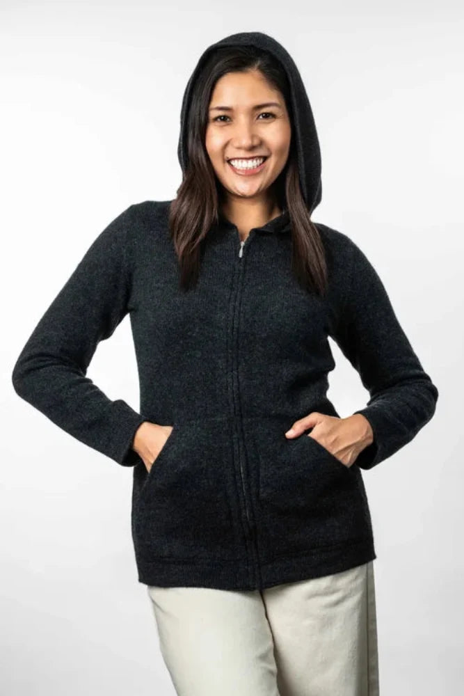Possum and Merino  TR1024 Hooded Zip Jacket - A warm and cosy hooded jacket with pockets.  Made proudly in New Zealand from a premium blend of 25% possum fur, 65% merino & 10% silk.