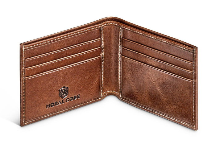 Moral Code Turner Slim Billfold Wallet   #color_brown-leather