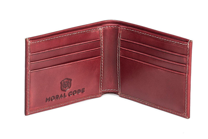 Moral Code Turner Slim Billfold Wallet - #color_red-leather