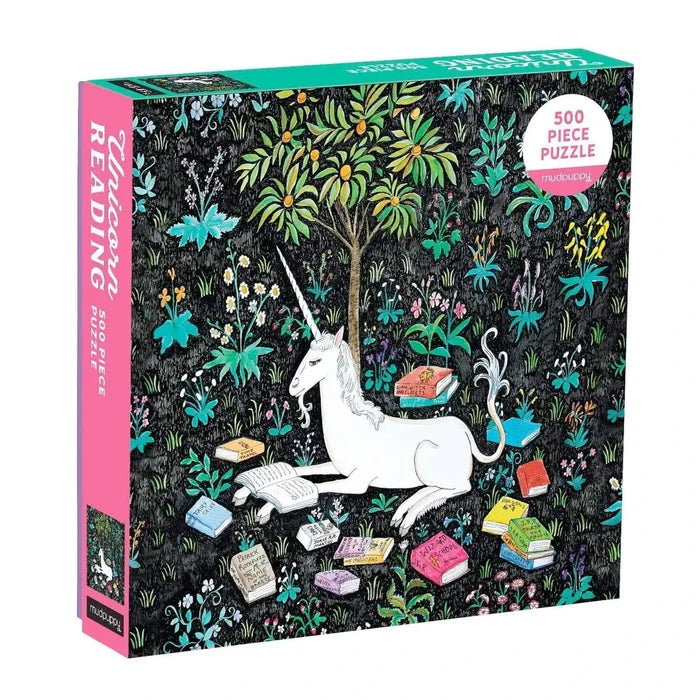 Unicorn Reading jigsaw puzzle with 500 pieces in the box