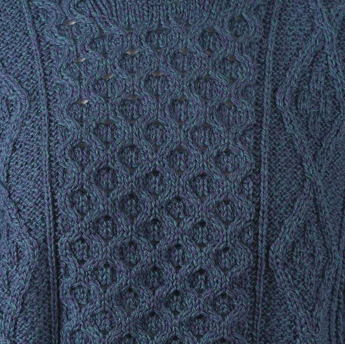 Unisex 100% Wool Aran Cable Knit Crew Neck Jumper – Made in Ireland | Black Watch - Heritage Of Scotland - XS