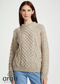 Unisex Aran Wool Sweater | Traditional Irish Knitwear | Flecked Oatmeal