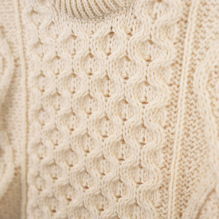 Unisex Blue 100% Wool Aran Cable Knit Crew Neck Jumper – Made in Ireland | Aran - Heritage Of Scotland - XS