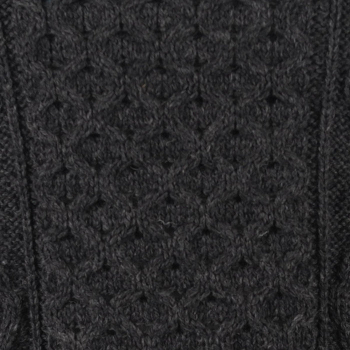 Unisex Grey 100% Wool Aran Cable Knit Crew Neck Jumper – Made in Ireland | Charcoal - Heritage Of Scotland - XS