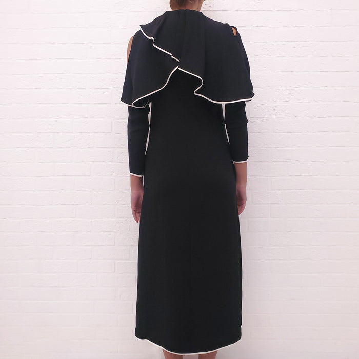 VALENTINO BLACK COLD SHOULDER LAYERED DRESS - SIZE 00