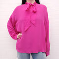 VALENTINO PINK PP COLLECTION SILK BLOUSE WITH TIE - SIZE 40