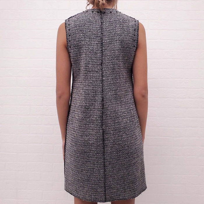 VALENTINO TWEED DRESS WITH BLACK GROMMETS - SIZE 8