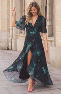 Valily Flutter Sleeve Wrap Front Dress