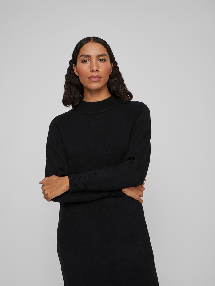 VERONICA CREW NECK MIDI DRESS (BLACK)