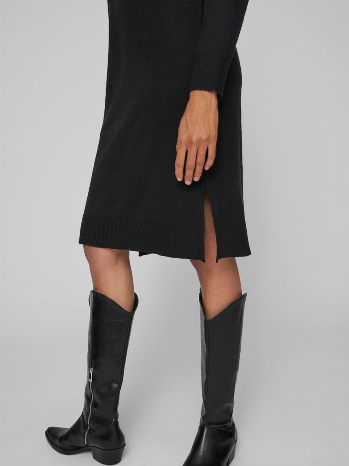 VERONICA CREW NECK MIDI DRESS (BLACK)