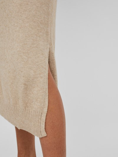 Viril Roll Neck Midi Dress (Natural Melange)